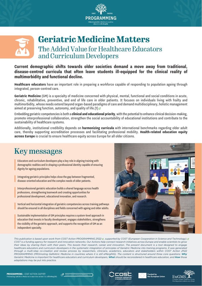 Cover – Policy Brief 02 – Geriatric Medicine Matters: The Added Value for Healthcare Educators and Curriculum Developers