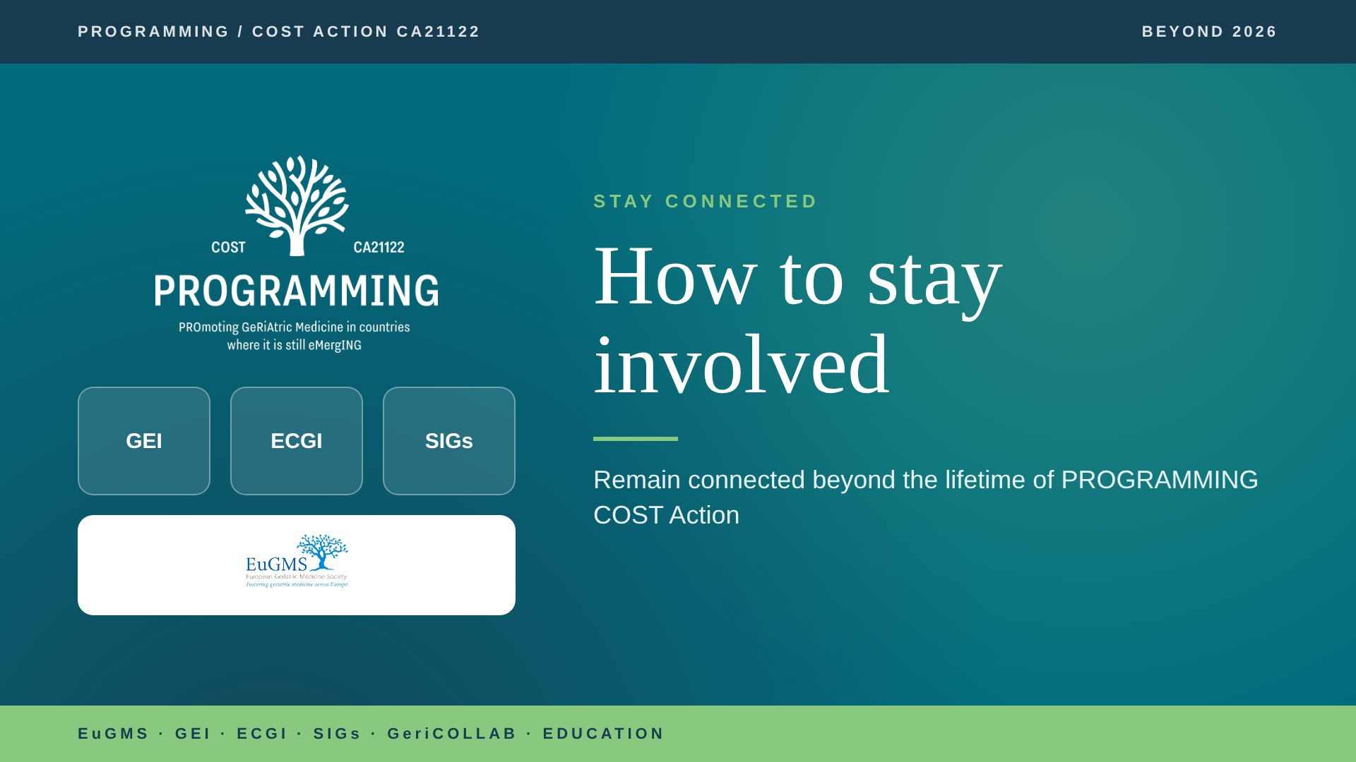How to stay involved